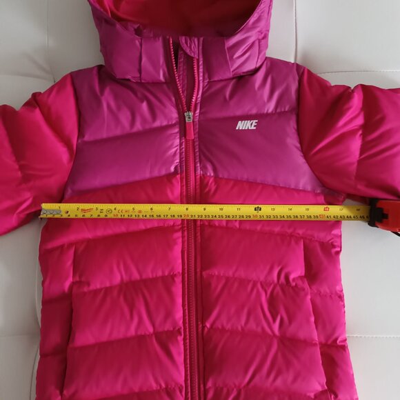 NIKE Youth Two-Tone Red Down Puffer Jacket with Removable Hood Size M - Picture 12 of 14
